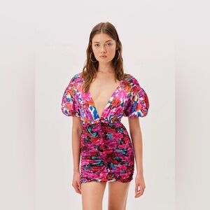 For Love & Lemons x Free People Colorful Floral Mini Dress sz XS
